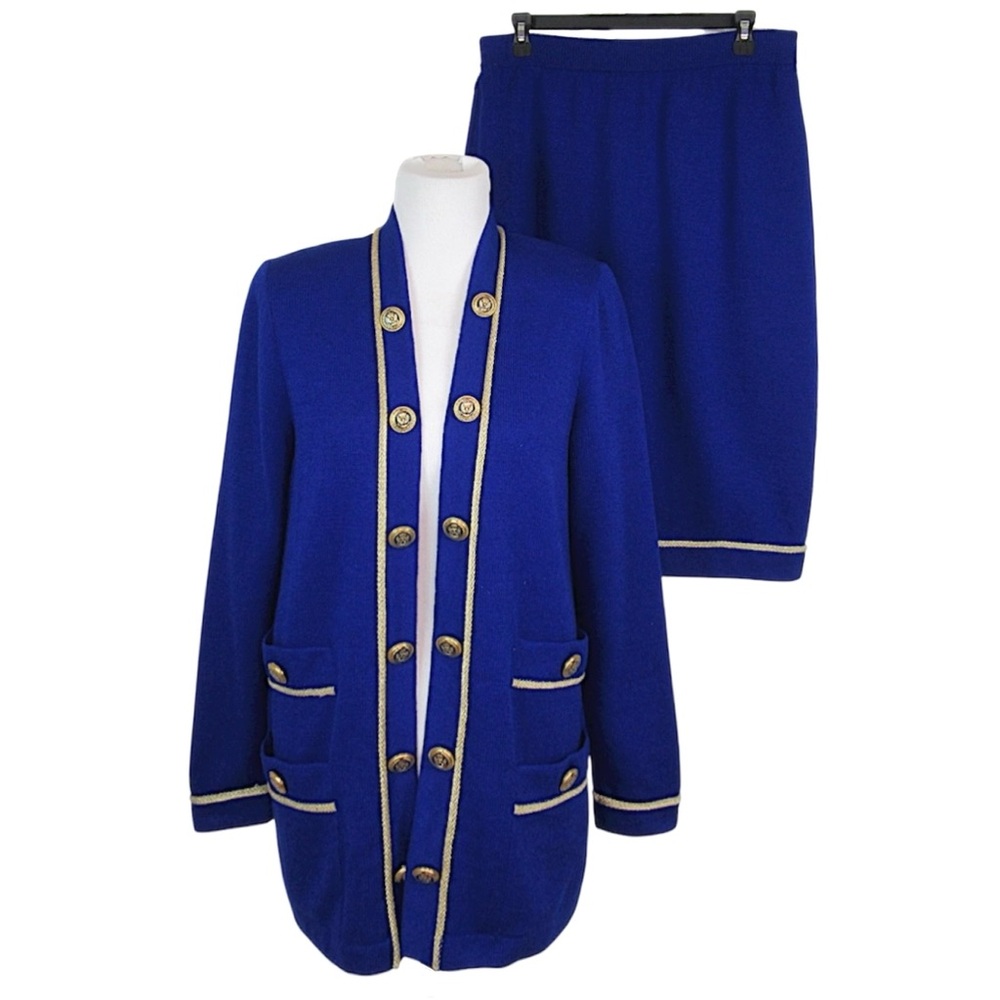 ST. JOHN Santana Knit 2 Pc Matching Skirt & Jacket Set Women's Size Small - 10